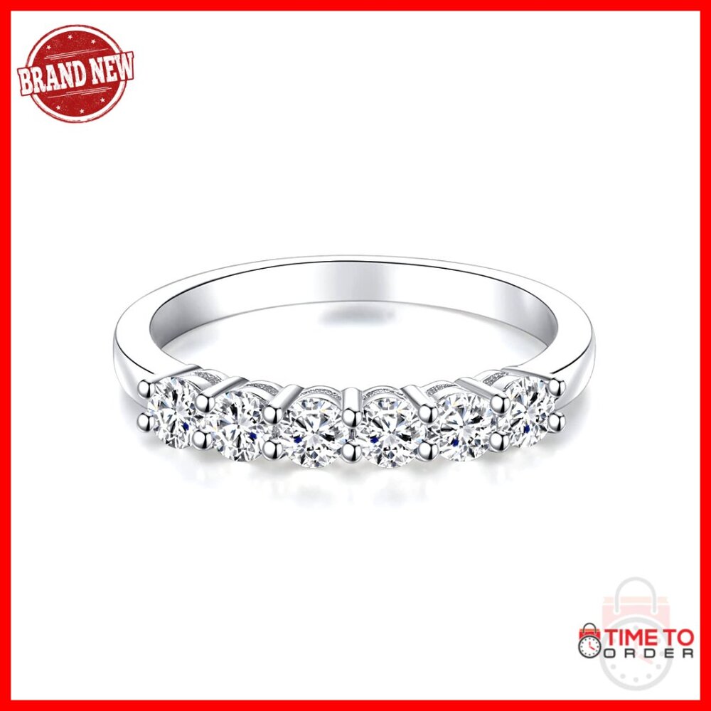 Sterling Silver Moissanite Eternity Wedding Band Size 4-11 Anniversary Ring